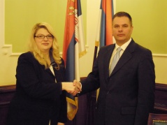 6 March 2015 The Head of the National Assembly’s standing delegation to CEI Parliamentary Dimension Dr Aleksandra Tomic and CEI Deputy Secretary General Erik Csernovitz 